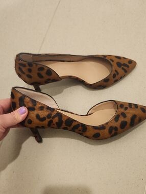 Banana Republic Flex Leopard Print Pointed Heels - Brown/Black Hair Calf Dyed